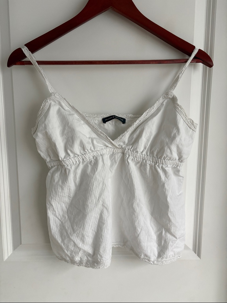 Brandy Melville White Lace-Trim Cami Tank Top